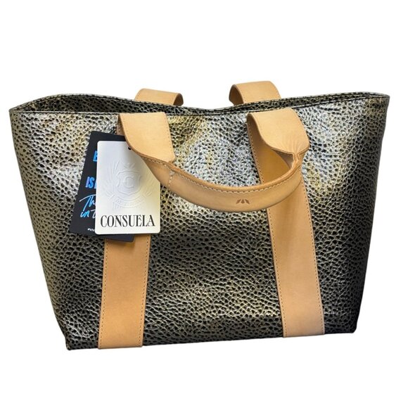 NWT Consuela Large Gold Tote Bag - Picture 1 of 11
